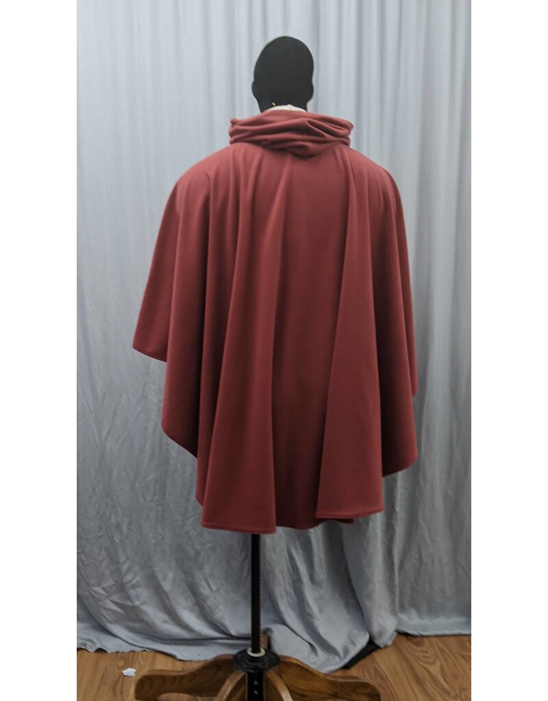 Cloakmakers.com 5176 -Water Resistant  Rust Red Fleece Commuter Cloak w/ Silvery Clasp