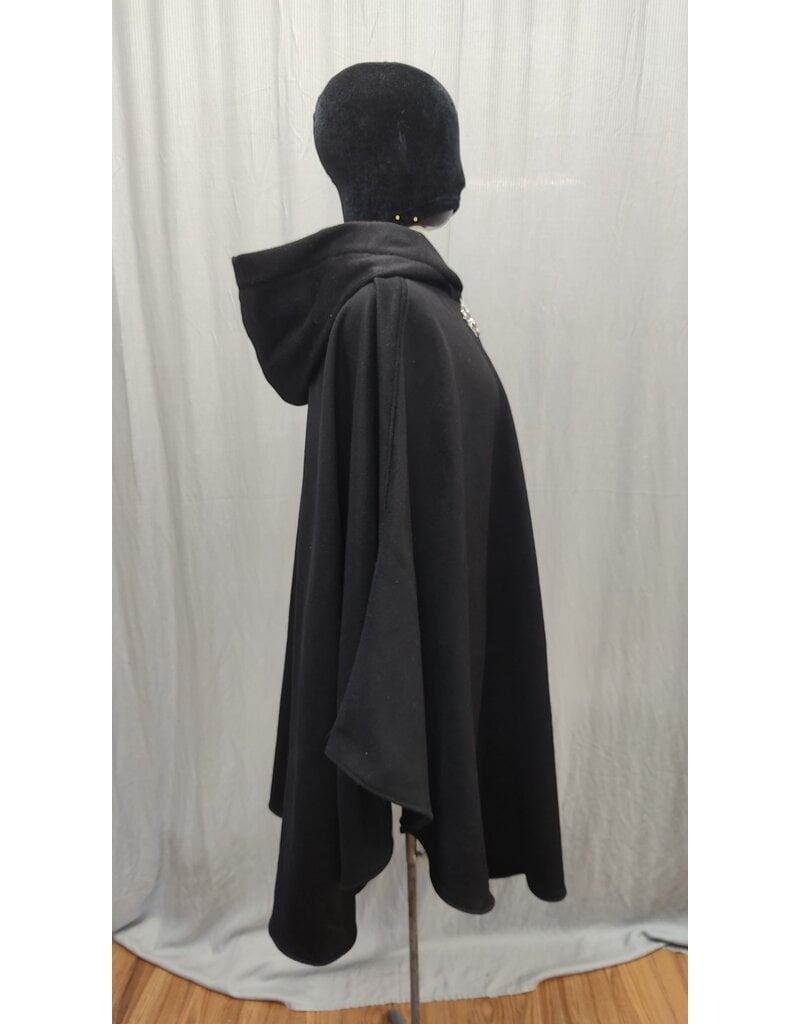 Cloakmakers.com 5187 - Black Cloak w/ Green Velvet Hood Lining, Viking Triquetra  Clasp