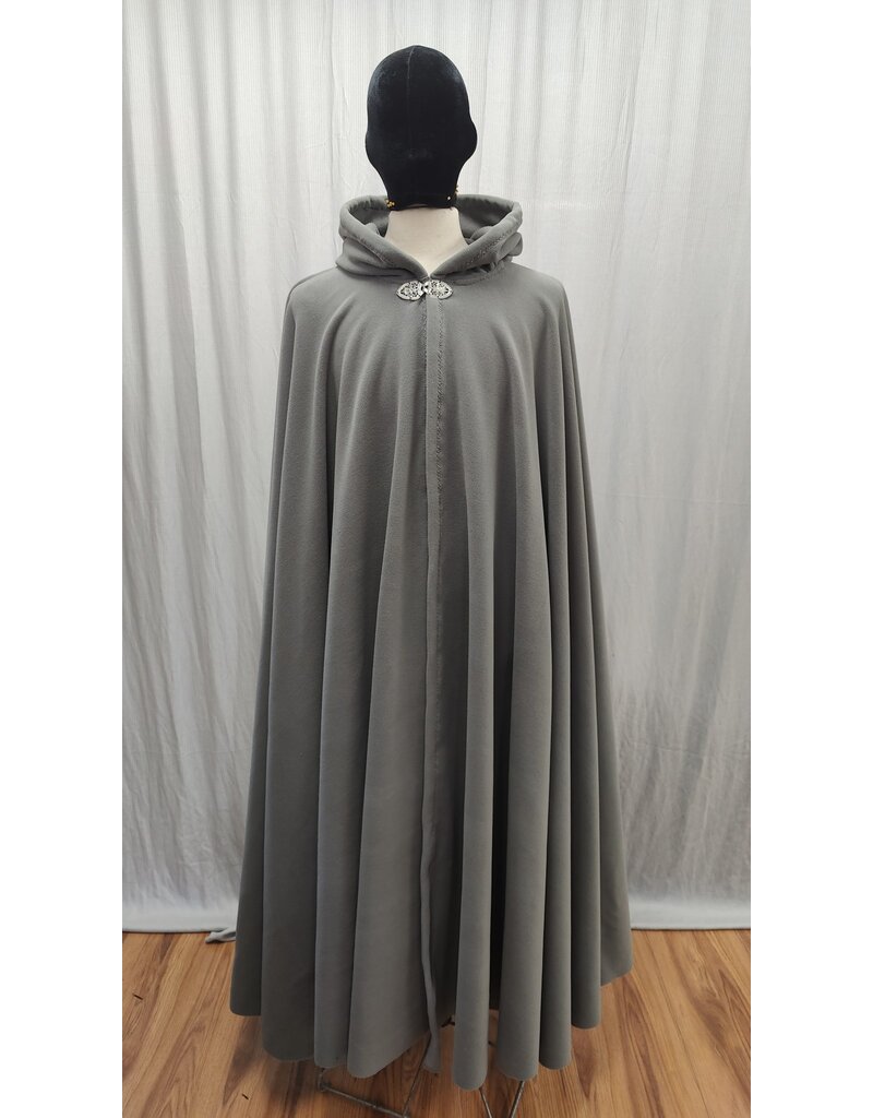 Cloakmakers.com 5188 - Washable Grey Green Fleece Cloak, Gothic Rose Clasp