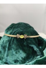 Cloakmakers.com Demeter Circlet - Yellow Oval Stone and Tiny Maple Leaves, Wheat Pattern Band, Gold Plated