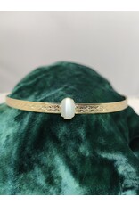 Cloakmakers.com Hermia White Oval Catseye Stone on Geometric Scroll Band Circlet, Unisex, -  Gold Plated
