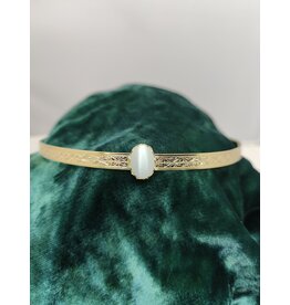Cloakmakers.com Hermia White Oval Catseye Stone on Geometric Scroll Band Circlet, Unisex, -  Gold Plated
