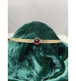 Cloakmakers.com Hermia Purple Circle Glass Stone on Geometric Scroll Band Circlet, Unisex, -  Gold Plated