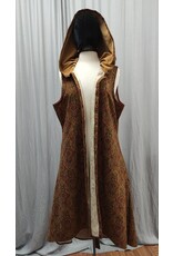 Cloakmakers.com J835 - Brown Paisley Long Hooded Vest w/ Pockets