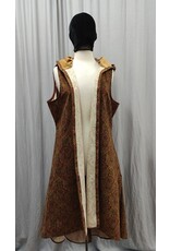 Cloakmakers.com J835 - Brown Paisley Long Hooded Vest w/ Pockets