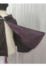 Cloakmakers.com 5192 - Short Black Cashmere Cloak w/Pockets, Purple Hood Lining