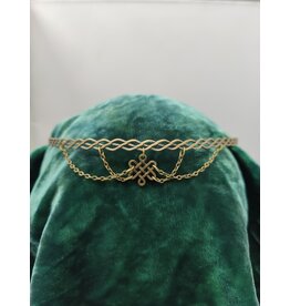 Cloakmakers.com Braid Band Circlet  w/ Pictish Knot Connector & Chains, Antique Bronze Plated, Arachne