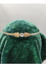 Cloakmakers.com Demeter Circlet - White Oval Stone and Tiny Oak Leaves on Wheat Pattern Band