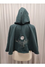 Cloakmakers.com 5196 - Green Wool Short Cloak w/ Owl Embroidery, Button Closure
