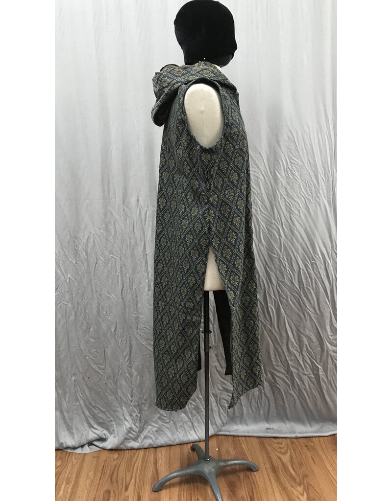 Cloakmakers.com J838 - Washable Hooded Vest w/Side and Back Vents, Blue and Brown Design