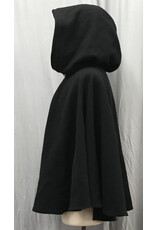Cloakmakers.com 5206 - Washable Black Wool Short Cloak w/Pockets, Blue Hood Lining