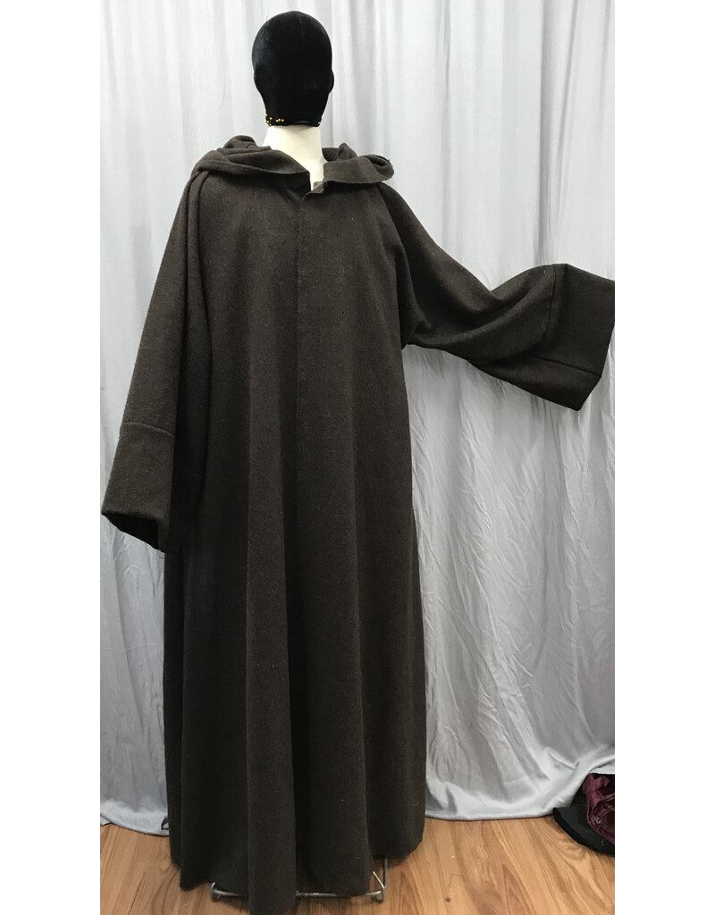 Cloakmakers.com R537 - Washable Dark Brown Woolen Jedi Robe w/Pockets