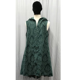 Cloakmakers.com J840 - Washable Green Hooded Vest w/Pockets, High-Low Hem