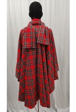 Cloakmakers.com 5214-100% Wool Red Plaid Commuter Cloak w/ Attached Scarf