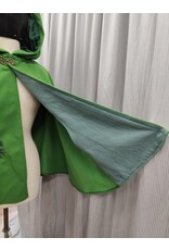 Cloakmakers.com 5216-Green Short Cloak w/ Dragon & Flower Embroidery, Pockets