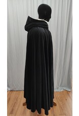 Cloakmakers.com 5218-Washable Black Cotton Velvet Cloak, Olive Green Moleskin Hood Lining