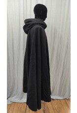 Cloakmakers.com 5219-Washable Wool Black Cloak w/ Blue Hood Lining, Gothic Rose Clasp