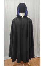 Cloakmakers.com 5222-Washable Full Circle Black 100% Wool Cloak, Blue Velvet Hood Lining