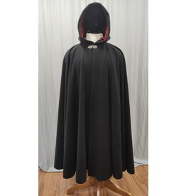 Cloakmakers.com 5223 - Washable Black Cloak w/Burgundy Hood Lining,