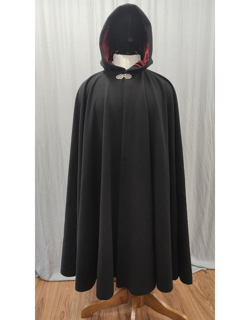 Cloakmakers.com 5223 - Washable Black Cloak w/Burgundy Hood Lining,