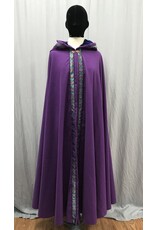 Cloakmakers.com 5225 - Washable Purple Wool Cloak w/Blue Hood Lining, Trim