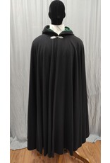 Cloakmakers.com 5202 - Winter Weight Black Full Circle Cloak w/ Green Hood Lining, Oak Leaves Clasp