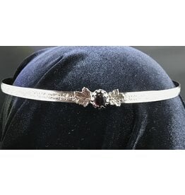 Cloakmakers.com Demeter Circlet - Small Purple Glass Stone and Tiny Maple Leaves, Silvertone Plated