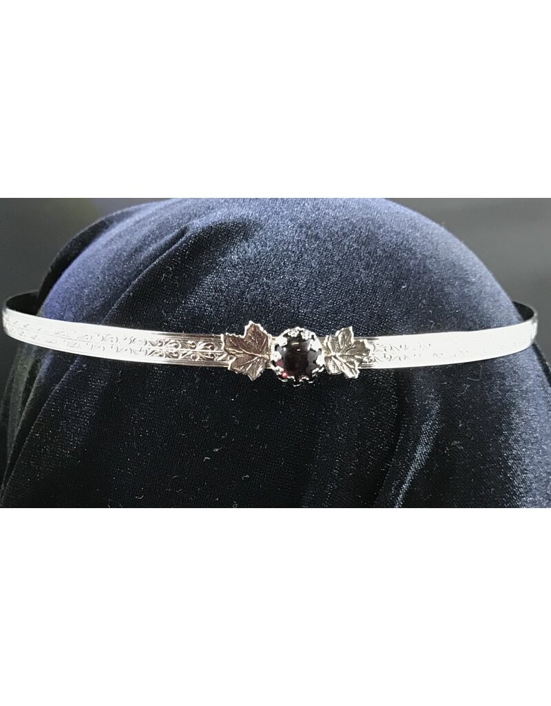 Cloakmakers.com Demeter Circlet - Small Purple Glass Stone and Tiny Maple Leaves, Silvertone Plated