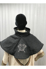 Cloakmakers.com H432-Embroidered Charcoal Grey Hooded Cowl
