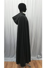 Cloakmakers.com 5230-Washable Sparkly Black Cloak, Black Hood Lining, Celtic Knot Clasp