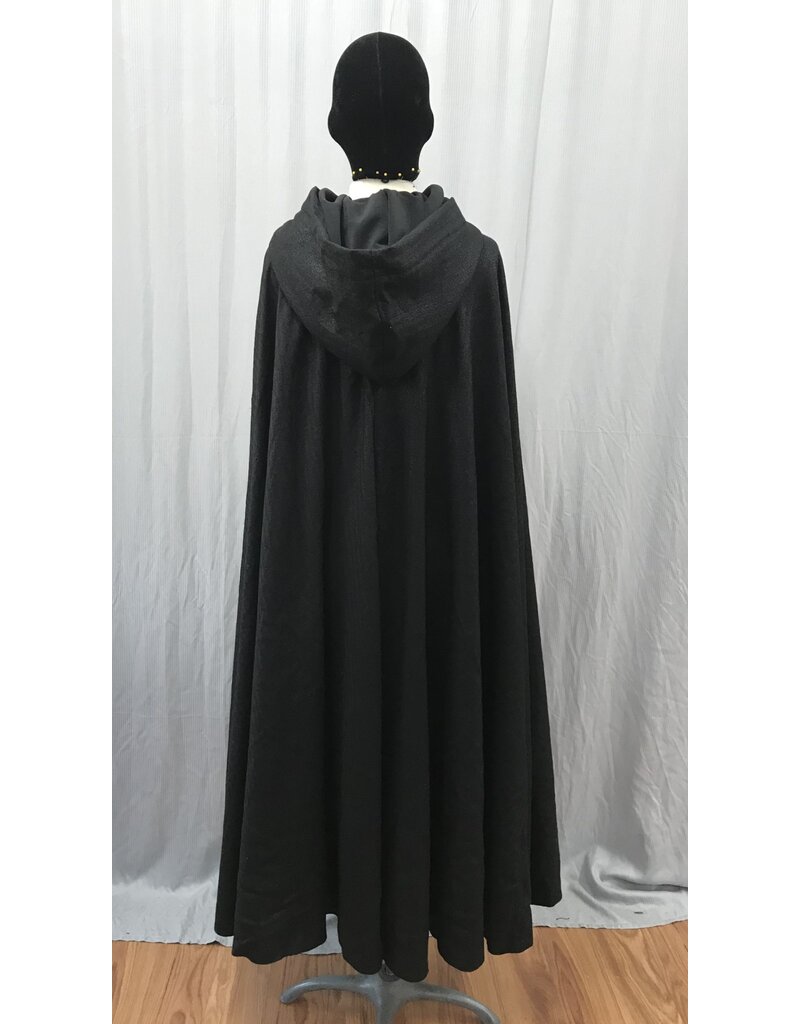 Cloakmakers.com 5230-Washable Sparkly Black Cloak, Black Hood Lining, Celtic Knot Clasp
