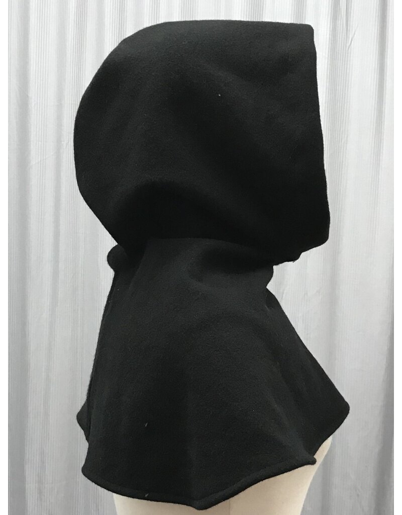 Cloakmakers.com H433 - Washable Black Woolen Hooded Cowl