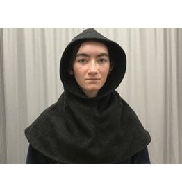 Cloakmakers.com H434 - Washable Charcoal Grey Woolen Hooded Cowl
