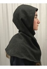 Cloakmakers.com H434 - Washable Charcoal Grey Woolen Hooded Cowl