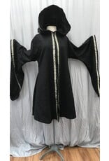 Cloakmakers.com R543 - Sparkly Black Woolen Wizard's Robe with Silver & Gold on Black Trim