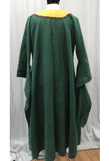 Cloakmakers.com G1176 - Green Long  Sleeved Linen Gown w/Pockets, & Horse Embroidery on Yellow Collar