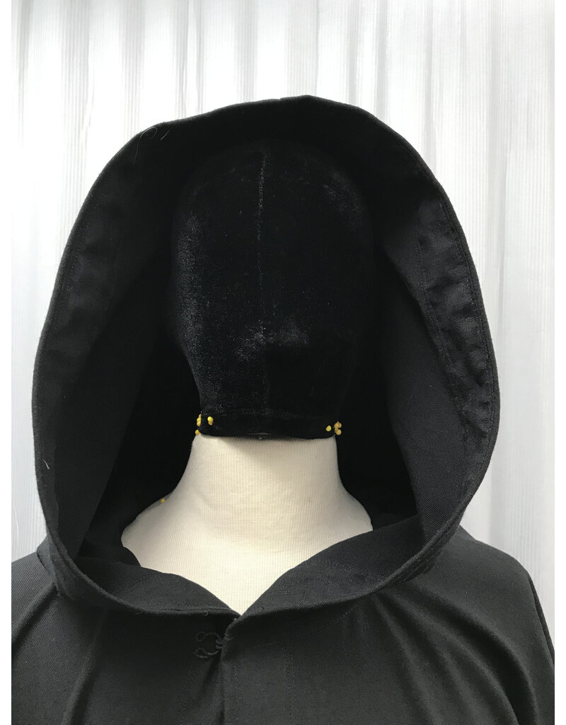 Cloakmakers.com R544 - Washed Wool Black Robe w/ Pockets