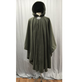 Cloakmakers.com 5242 - Easy Care Olive Green Fleece Commuter Cloak w/Viking Triquerna Clasp