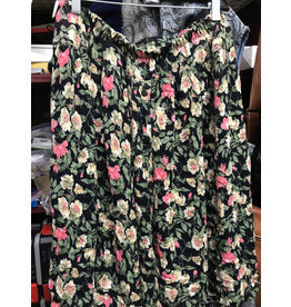 Cloakmakers.com K501 - Floral on Black Rayon Skirt w/Elastic Waist, Button Front