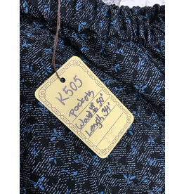 Cloakmakers.com K505 - White/Blue Print on Black Cotton Skirt w/Pockets, Adjustable Waist