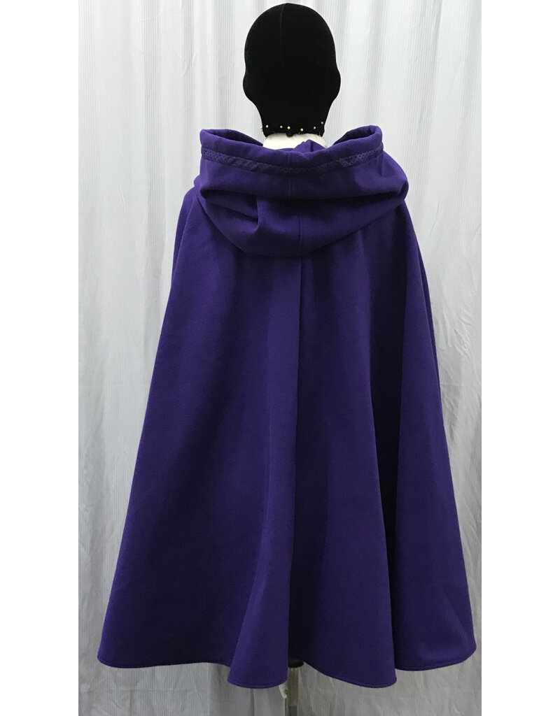 Cloakmakers.com 5241 - Washable Deep Purple Fleece Shape Shoulder Cloak w/Unlined Hood, Button Closure