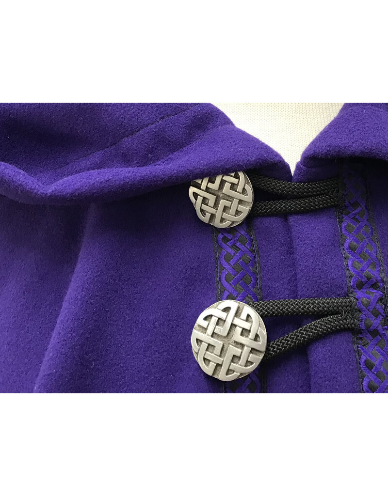 Cloakmakers.com 5241 - Washable Deep Purple Fleece Shape Shoulder Cloak w/Unlined Hood, Button Closure