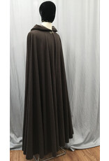 Cloakmakers.com 5244 - Washable Long Brown Woolen Cloak w/Light Brown Hood Lining, Horse Clasp