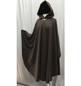 Cloakmakers.com 5247 - Washable Brown Commuter Cloak w/Burnout Hood Lining and Silvery Knot Clasp