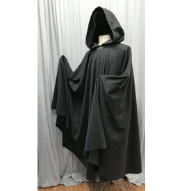 Cloakmakers.com 5249 - Dark Grey Washable Cloak w/Unlined Hood and Swirling Pewter Clasp