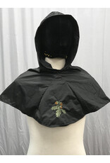 Cloakmakers.com H439 - Washable Black Hooded Cowl w/Acorn Embroidery