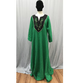 Cloakmakers.com G1177 - Bright Green Linen Gown w/Pockets, Hops and Bee Embroidery