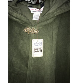 Cloakmakers.com 5255 - Washable Olive Green Hooded Short Cloak w/Curly Brass Clasp