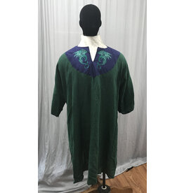 Cloakmakers.com J841 – Green Linen Short-Sleeve Tunic w/ Dragon Embroidery