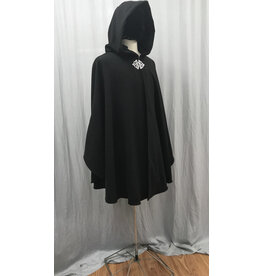 Cloakmakers.com 5272 - Black Woolen Cloak w/Pockets, Black Hood Lining